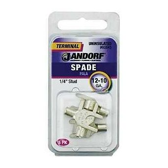 Jandorf 60845 Spade Terminal 600 V 12 to 10 AWG Wire 1/4 in Stud Copper Contact