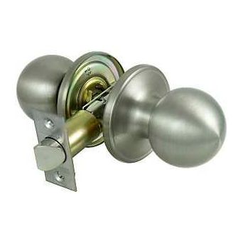 ProSource T3P30V-PS Passage Knob Metal Satin Nickel 2-3/8 to 2-3/4 in Backset 1-3/8 to 1-3/4 in Thick Door