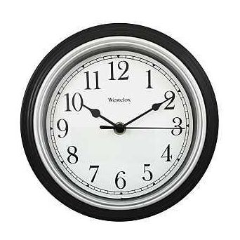 Westclox 46991A Clock Round Black Frame Plastic Clock Face Analog