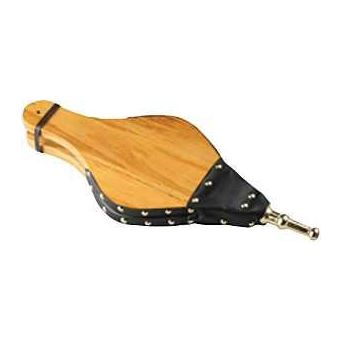 Simple Spaces A801-C3L Wood Fireplace Bellow with Brass Trim Hardwood Pump Pit Handle