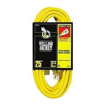 CCI 2883 Extension Cord 12 AWG Cable 25 ft L 15 A 125 V Yellow