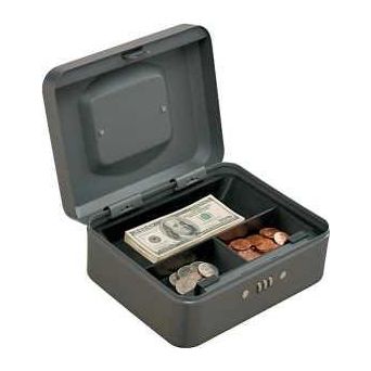 ProSource TS0037 Cash Box 7-7/8 L x 6-1/4 W x 3-1/2 H in Exterior Steel Combination Lock 3-Compartment