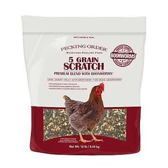 Pecking Order 009352 Five-Grain Scratch with Boonworms 12 lb Bag