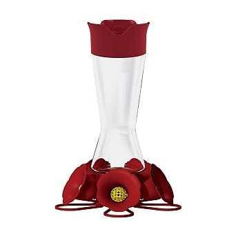Perky-Pet 204CP-4 Bird Feeder 5-Port/Perch Glass Red 10-1/2 in H