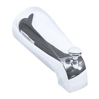 US Hardware P-037B Bathtub Spout with Diverter 1/2 in Connection MNPT Metal Chrome Plated