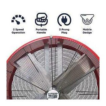 MaxxAir BF30DD Portable Barrel Fan 120 V 2-Speed 4050 to 5000 cfm Air Red